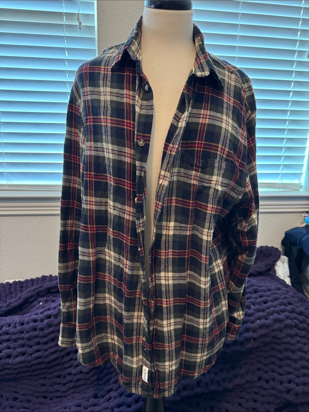 Men's Black and Red Plaid Button-Down Shirt